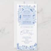 Carte Chic Blue White Chinoiserie Floral Wedding Program (Devant)