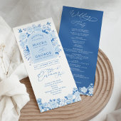 Carte Chic Blue White Chinoiserie Floral Wedding Program