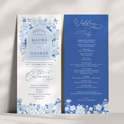 Carte Chic Blue White Chinoiserie Floral Wedding Program