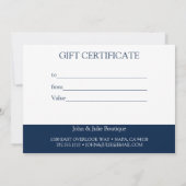 Carte Chic Blush Navy Bleu certificat cadeau (Dos)