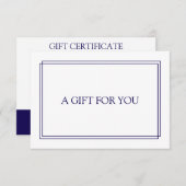 Carte Chic Blush Navy Bleu certificat cadeau (Devant / Derrière)