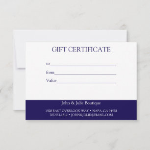 Carte Chic Blush Navy Bleu certificat cadeau