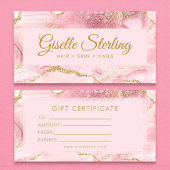 Carte Chic Blush Pink Gold Agate Marble Gift Certificate