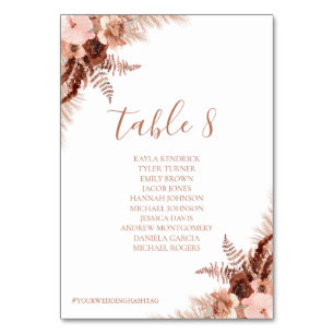 Carte Chic Bohemian Seating Plan avec nom d'hôte