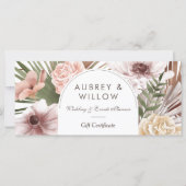 Carte Chic Bohemian Watercolor Florals Certificat cadeau (Devant)