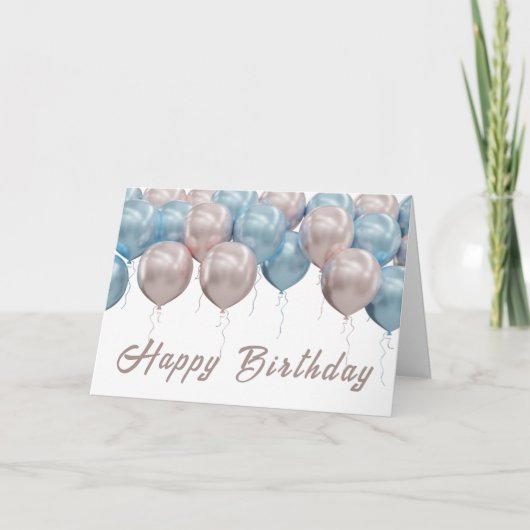 Carte Chic Boho Balloons Script moderne Joyeux anniversa (Devant)