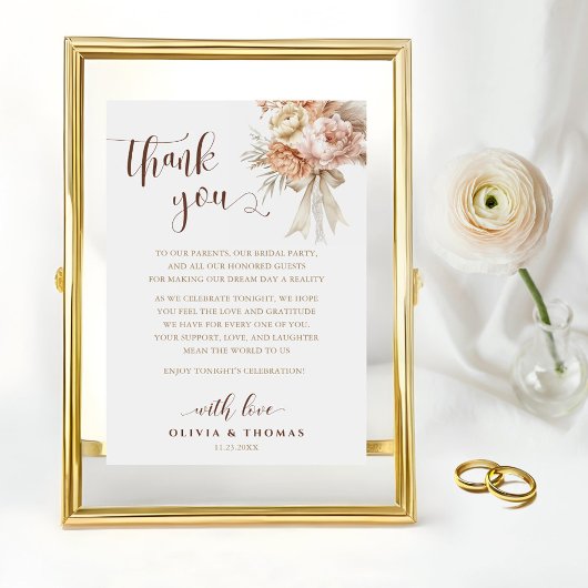 Carte Chic Boho Mariage Merci Réception