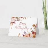 Carte Chic Boho Terracotta Floral Joyeux Mariage (Devant)