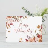 Carte Chic Boho Terracotta Floral Joyeux Mariage (Debout devant)