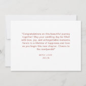 Carte Chic Boho Terracotta Floral Joyeux Mariage (Dos)