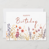 Carte Chic Boho thème Fleur sauvage Joyeux script d'anni (Devant)