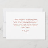 Carte Chic Boho thème Fleur sauvage Joyeux script d'anni (Dos)