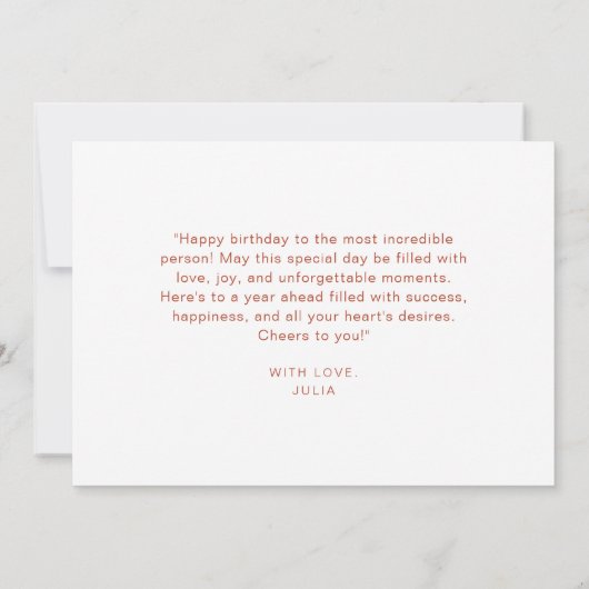 Carte Chic Boho thème Fleur sauvage Joyeux script d'anni (Dos)