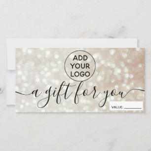Carte Chic bokeh or parties scintillant logo cadeau cert