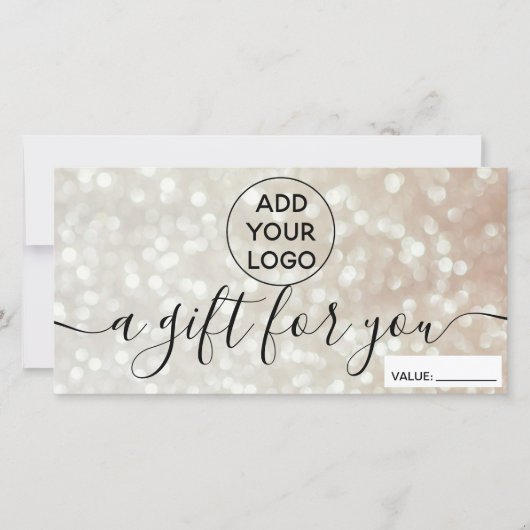 Carte Chic bokeh or parties scintillant logo cadeau cert (Devant)
