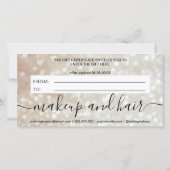 Carte Chic bokeh or parties scintillant logo cadeau cert (Dos)
