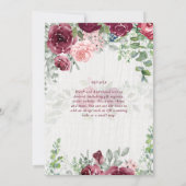 Carte Chic Bourgogne Blush Rose Floral Mariage (Dos)