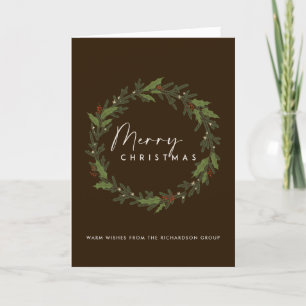 CARTE CHIC BROWN HOLLY BERRY WREATH CHRISTMAS