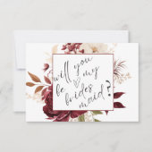 Carte Chic Burgundy Flowers Bridesmaid (Devant)