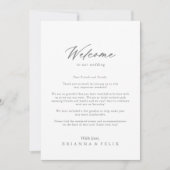 Carte Chic Calligraphie Argent Mariage Bienvenue (Devant)