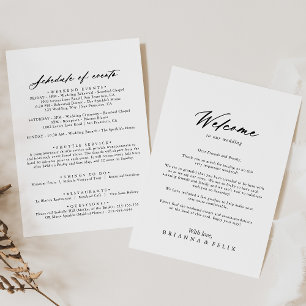 Carte Chic Calligraphie Élégant Mariage Bienvenue Lettre