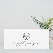 Carte Chic Calligraphie Logo Certificat Cadeau d'affaire (Debout devant)