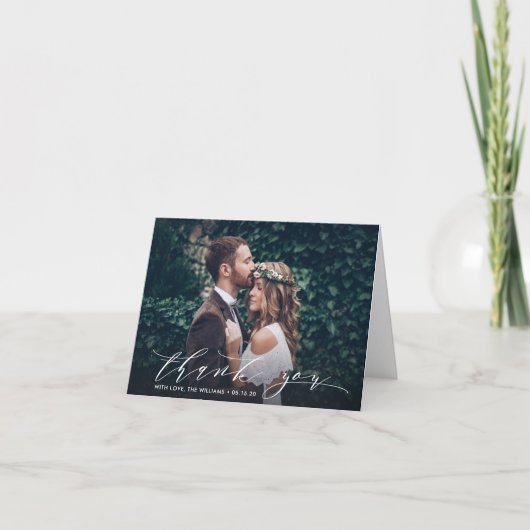 Carte Chic Calligraphie Mariage Merci Photo (Devant)