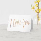 Carte Chic Copper Calligraphy I love you (Fleur jaune)