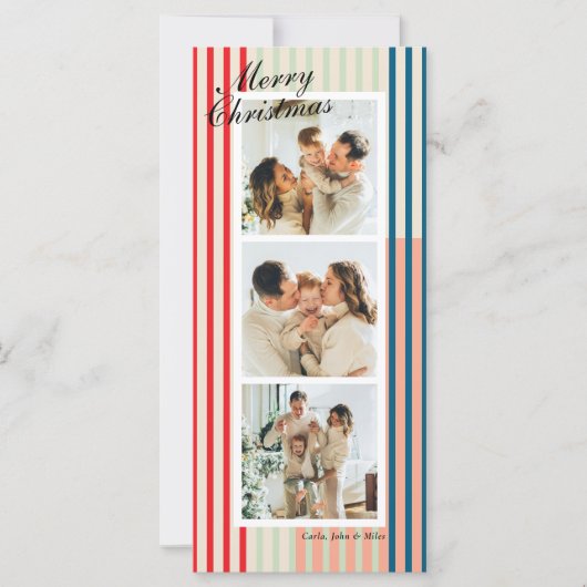 Carte Chic Couleur Mixte Bande Verticale 3 Fête Photo (Devant)