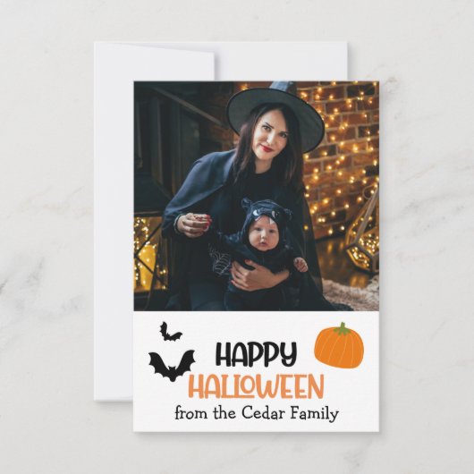 Carte Chic Coutume tendance "Happy Halloween" Photo de f (Devant)