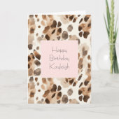 Carte Chic Cream Brown Leopard Animal Pink Birthday (Devant)