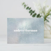 Carte Chic cristal bleu verre nacré irisé Cadeau (Debout devant)