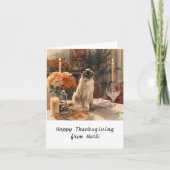 Carte Chic d'automne Siamese Chat hôte chat au dîner (Devant)