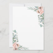 Carte Chic de Faire-Part Rose Pâle Floral et Feuil (Dos)
