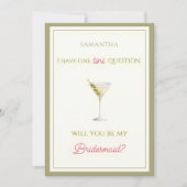 Carte Chic Dirty Martini Thème Bridesmaid Proposition (Devant)