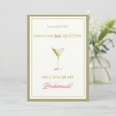 Carte Chic Dirty Martini Thème Bridesmaid Proposition (Debout devant)