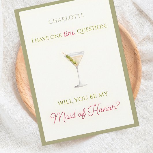 Carte Chic Dirty Martini-Thème Maid of Honor Proposition