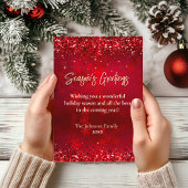 Carte Chic élégant flocon rouge Noël Nouvel An