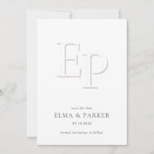 Carte Chic Embossed Look Photo Wedding Save the date (Devant)