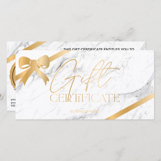 Carte Chic en feuille d'or ruban logo logo cadeau certif (Devant / Derrière)
