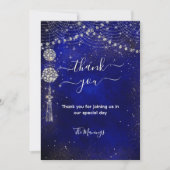 Carte Chic et élégant bleu roi ornements merci (Devant)