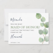 Carte Chic Eucalyptus Serez-vous ma femme d'honneur ? (Devant)