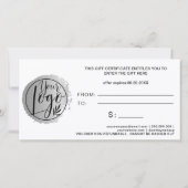 Carte Chic fausse feuille argent gris logo certificat ca (Dos)