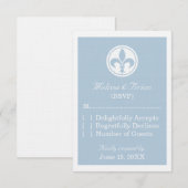 Carte Chic Fleur De Lis, Bleu (Devant / Derrière)