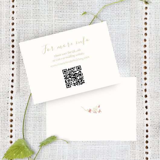 Carte Chic Fleur sauvage Mariage Site Web QR Code Info C