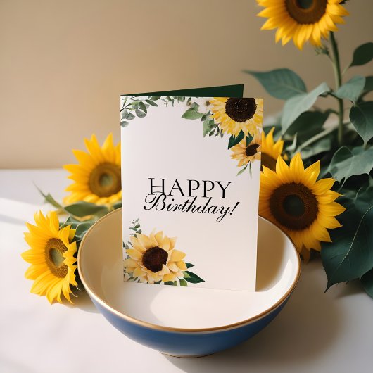 Carte Chic Fleur sauvage Sunflower Jaune Joyeux annivers