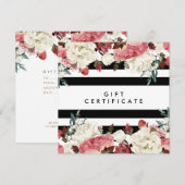 Carte Chic Fleurs et Stripes Certificat cadeau Salon (Devant / Derrière)