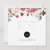 Carte Chic Fleurs et Stripes Certificat cadeau Salon (Dos)