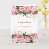 Carte Chic Fleurs Roses Félicitations Mariage (Fleur jaune)