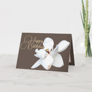 Carte Chic Floral Blanc Magnolia Fleur Brown Anniversair